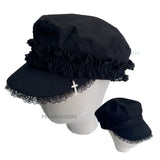 Original Girl Millennium Y2K Double Lace Cross Dark Design Sense Beret Versatile Show Face Small