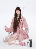 crazygirl [pragmatism] original cat ears sweet cool hooded fake two denim jacket top autumn girl