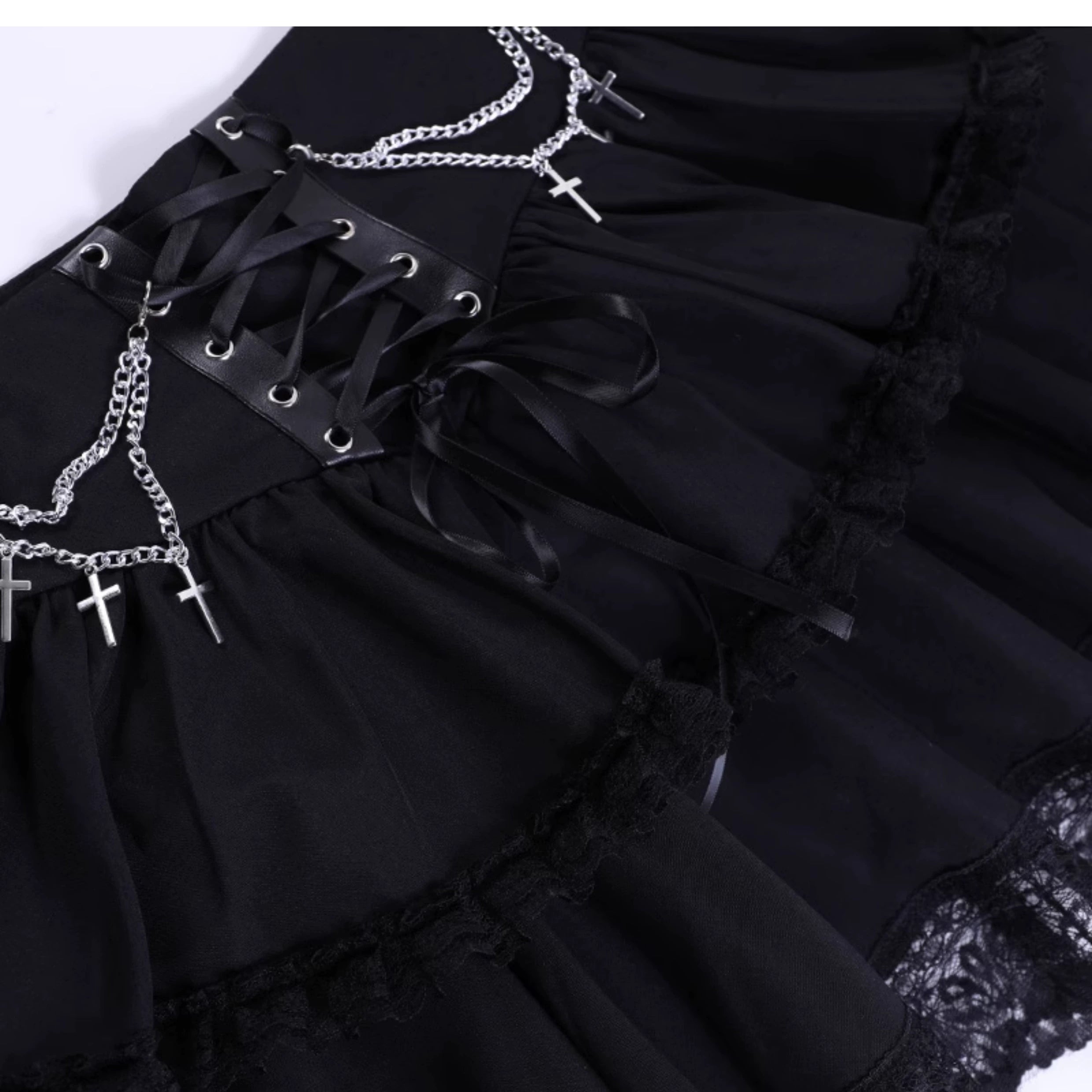 Y2K Gothic Lolita Double Dress Skirt Punk Cake Subculture Puffy