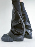 Solost, dark function, wind leg cover, RO threaded leather panel, three-dimensional pocket, niche over-the-knee flared sock cover