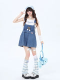 Crazygirl Kawaii Loose Young Girls Denim Overall