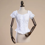 Lace Garden Lace One-Shoulder Short-Sleeved Cotton Lolita Shirt