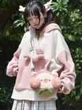 DRDR Kawaii Lolita Plush Pig Peach One-Shoulder Messenger Bag