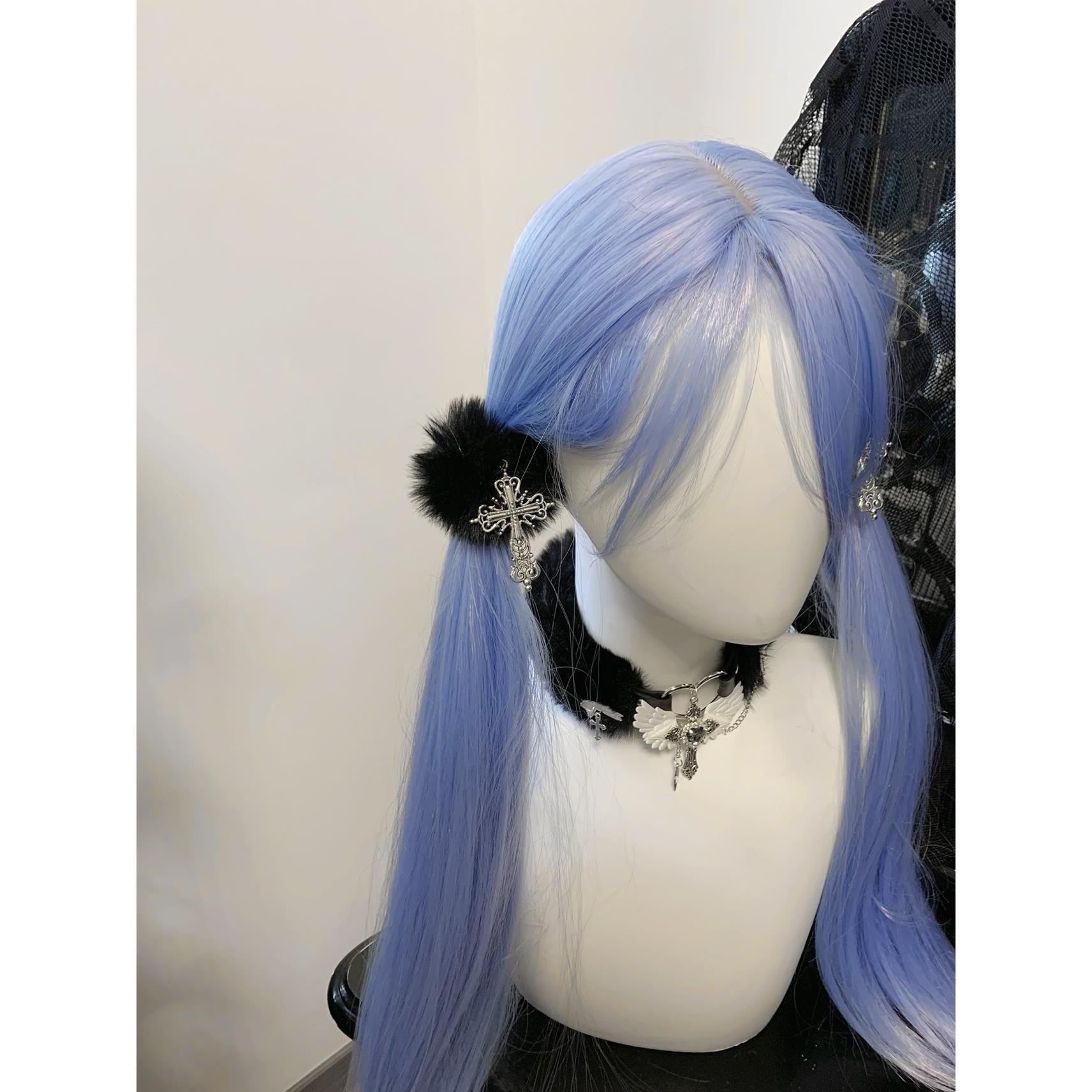 Plush Hair Ring, Cross Headrope Double Ponytail Decoration