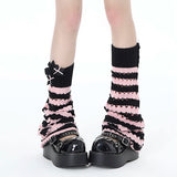 Goth Punk Black Pink Sweet Cool Stripes Sock Leg Warmer