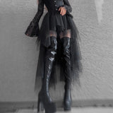 Goth High-Waisted Mesh Irregular Skirt