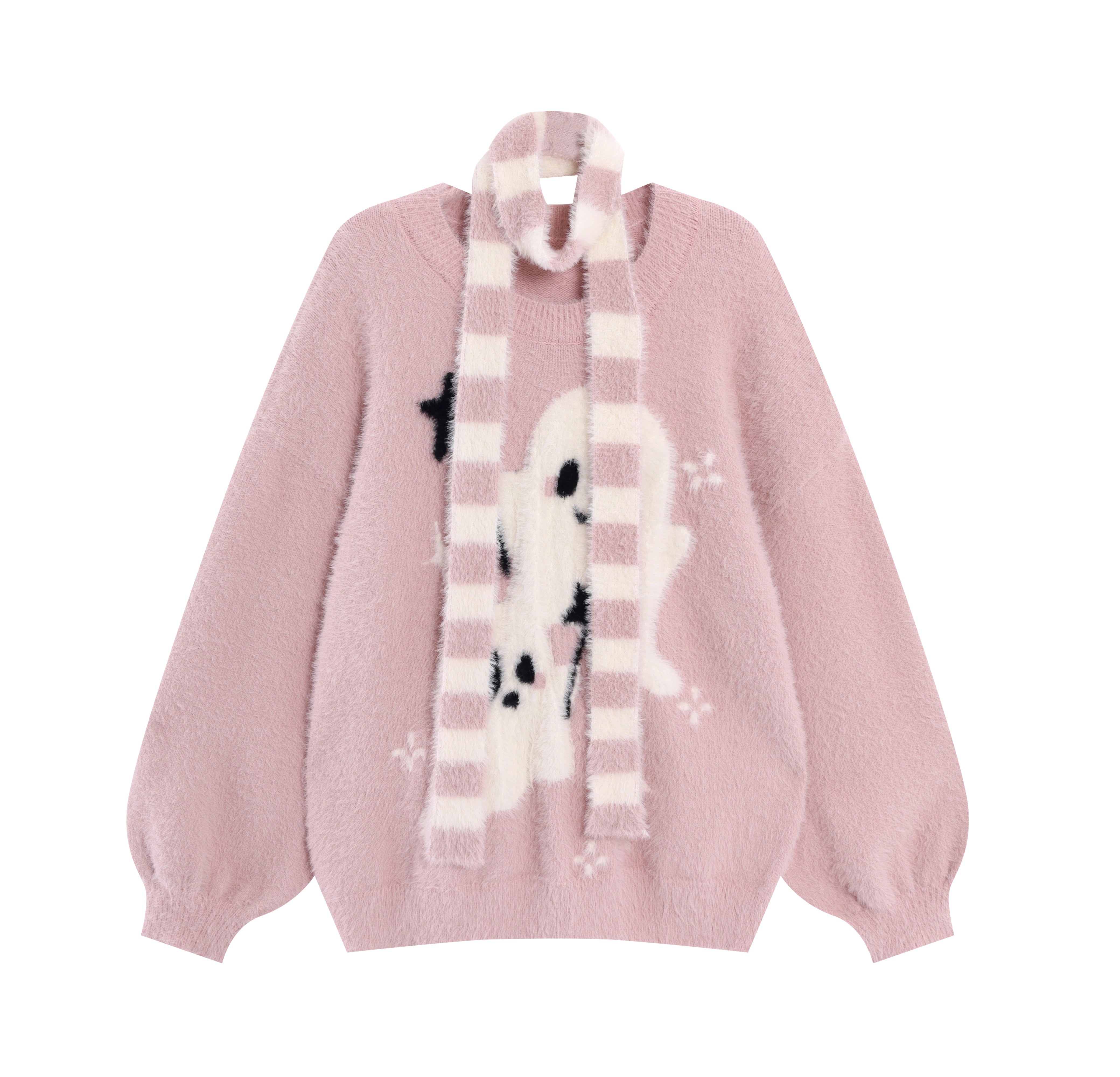 crazygirl [Ghost Paradise] subculture cute, soft and versatile imitation mink hair pullover scarf sweater