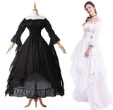 Historical Medieval Lace Trumpet Sleeve Dress Gothic Cosplay Princess Long Dress