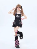 Crazygirl Kawaii Sweet Small Girl Embroidered Bow Lace Short Skirt