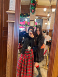 Christmas Babes High Slit Apron 'bì into Vintage Red Plaid Skirt High Waist Slit A-line Midi Skirt Female