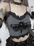 Y2K Butterfly Lace Black Camisole Gothic Tank Top