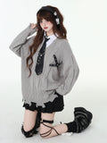 crazygirl [new student registration] college style fake two soft and lazy knitted tops sweater autumn and winter girl