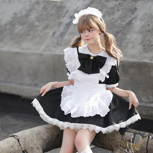 Japanese Cute Lolita Bunny Girl Cosplay Costume - Black and White Maid Dress