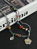 KANSAI colorful beaded smiling face flower stone stitching necklace niche personality design sense sweet cool hot girl accessories