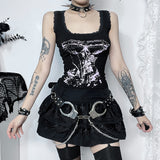 Goth Punk Dark Vintage Print Top