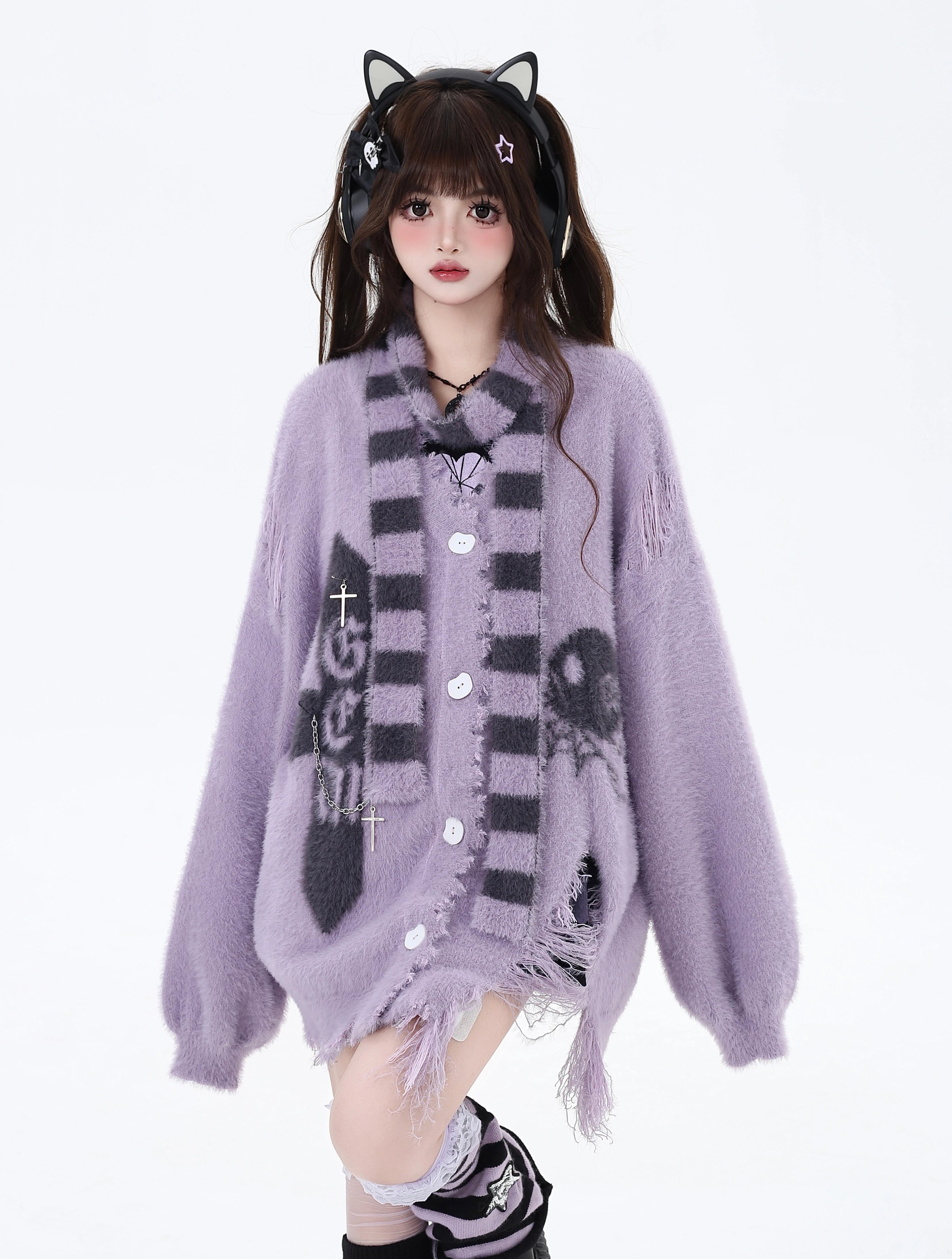 crazygirl [doomsday sea fog] original design subculture imitation mink fur niche cardigan sweater scarf scarf