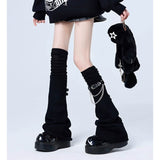 Y2K Chain Buckle Over-The-Knee Stacked Socks