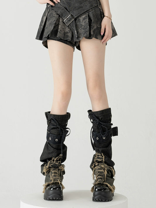 Black Denim Leg Covers Socks