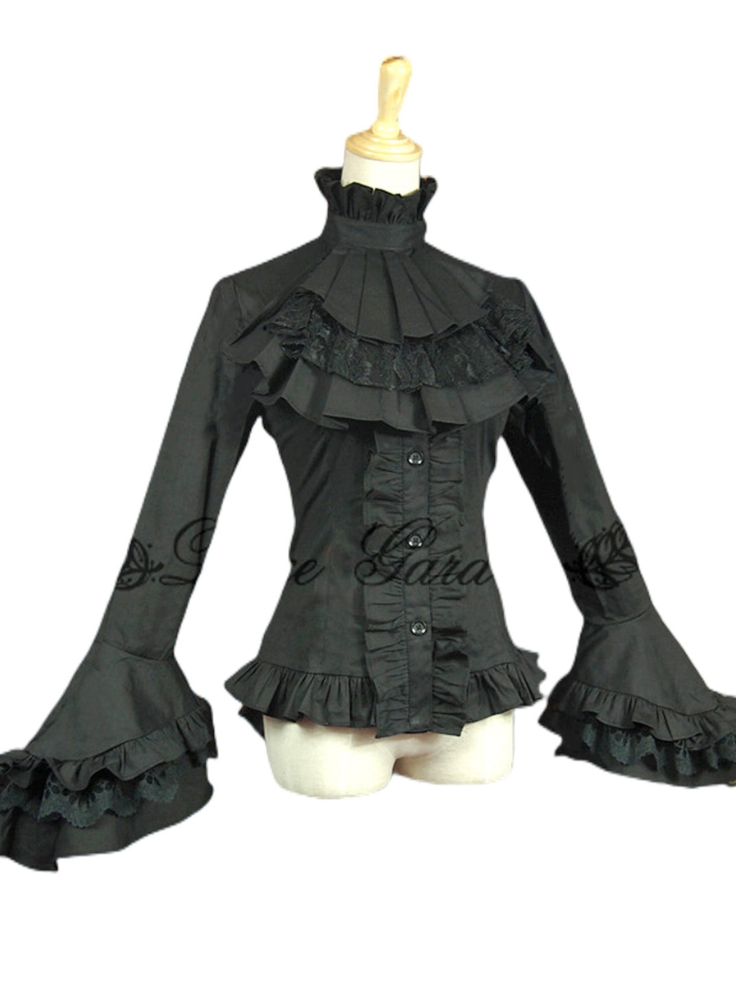 Historical Lace Garden Black Angel Court Gothic Long Sleeve Medieval Lolita Shirt