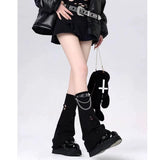 Y2K Chain Buckle Over-The-Knee Stacked Socks