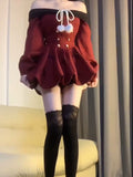 Christmas Burgundy Puffy Dress