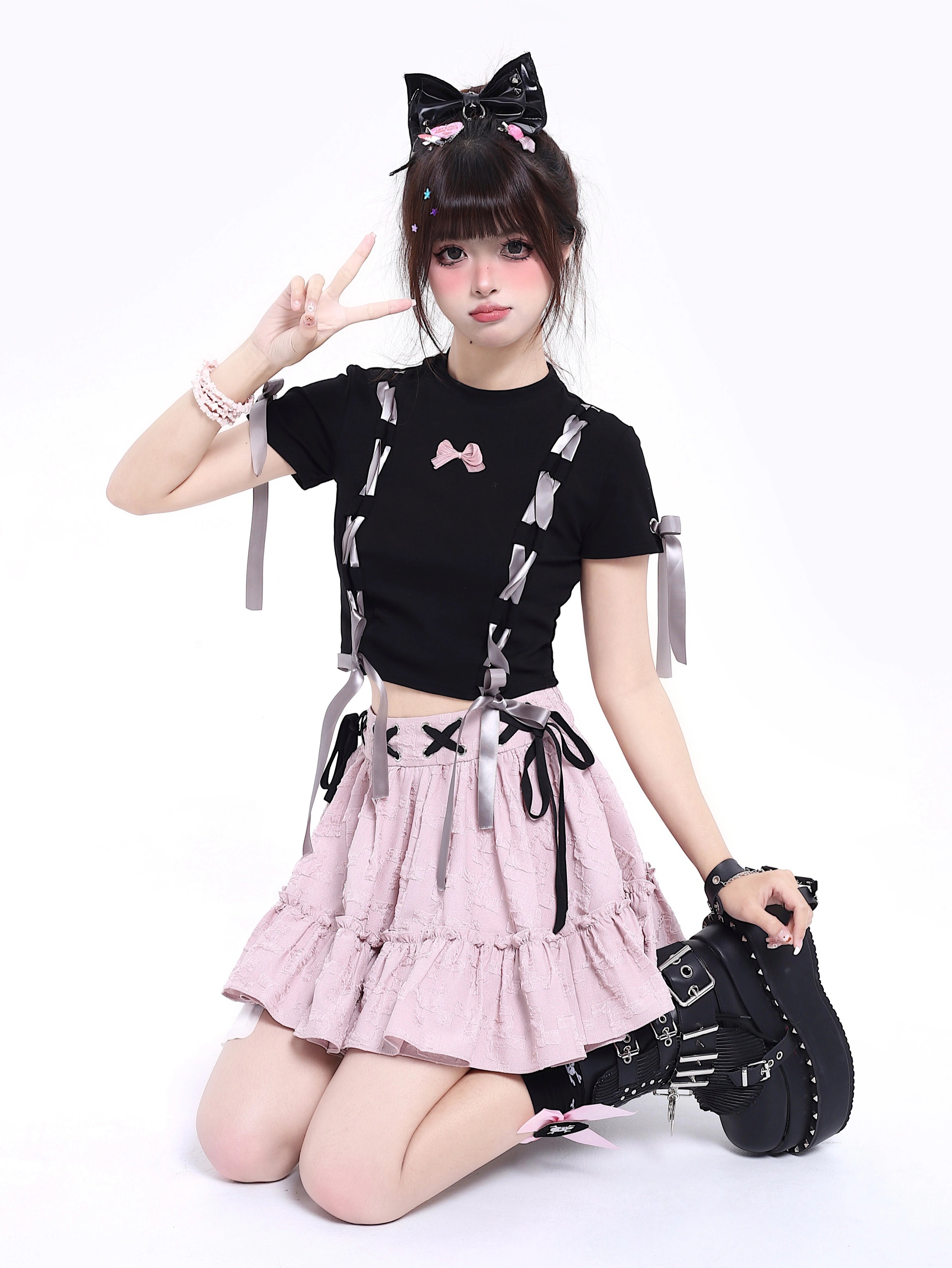 Crazygirl Kawaii Goth Hottie Lace Short Skirt