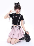 Crazygirl Kawaii Goth Hottie Lace Short Skirt