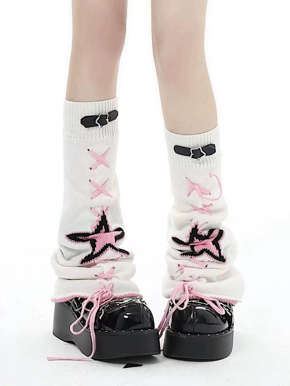 Goth Kawaii Over Knee Socks Bow Tie Warmer