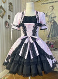 Historical Lace Garden Lolita Medieval Dress - Black & White