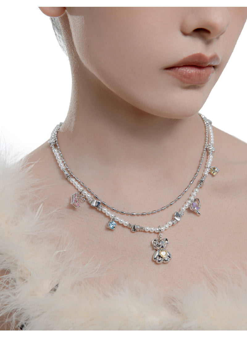 Cute Beaded Star Bear Necklace