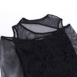 Dark Goth Gothic Sexy Slim Mesh Hole Long Sleeve Top