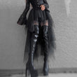 Goth High-Waisted Mesh Irregular Skirt