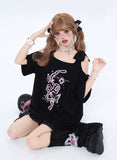 Crazygirl Kawaii Butterfly Oversized Long T-Shirt Shoulder Hole