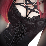 Gothic Dark Black Lace Camisole Corset V-neck Top