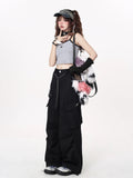 CrazyGirl Kawaii Goth Punk Casual Street Cargo Trousers Waist Chain