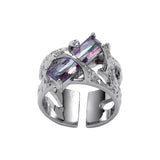 Geometric Metal Ring – Retro Wide Hollow Design