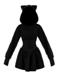 Spot dark wind sweet cool slim waist sweat dress sweet cool little devil cat ears autumn and winter velvet long sleeve dress