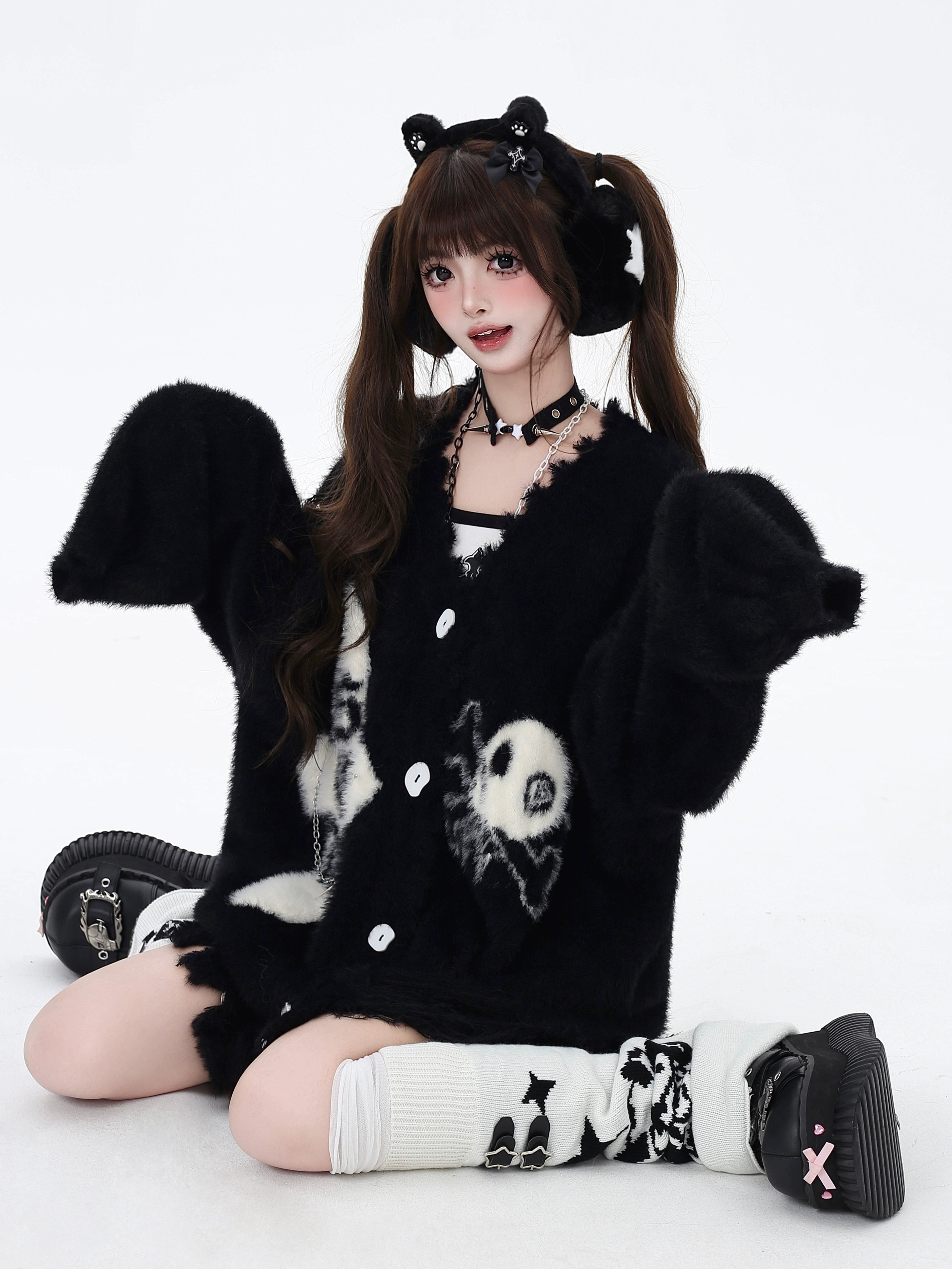 crazygirl [doomsday sea fog] original design subculture imitation mink fur niche cardigan sweater scarf scarf