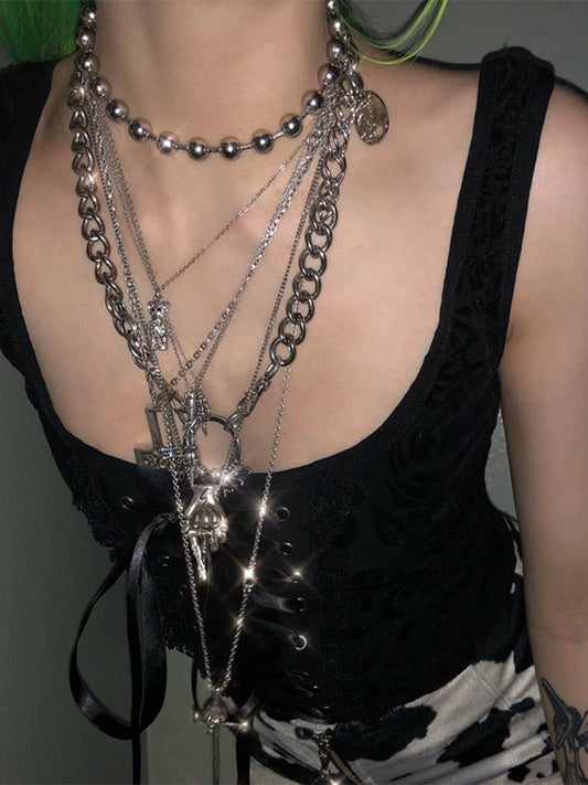 Gothic Court-Style Corset Over Black Goth