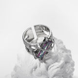 Geometric Metal Ring – Retro Wide Hollow Design