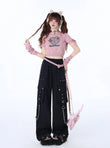 Crazygirl Kawaii Loose Straight-Leg Cargo Pants