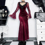 Wannathis Historical Victorian Gothic Lace Long-Sleeved Dress