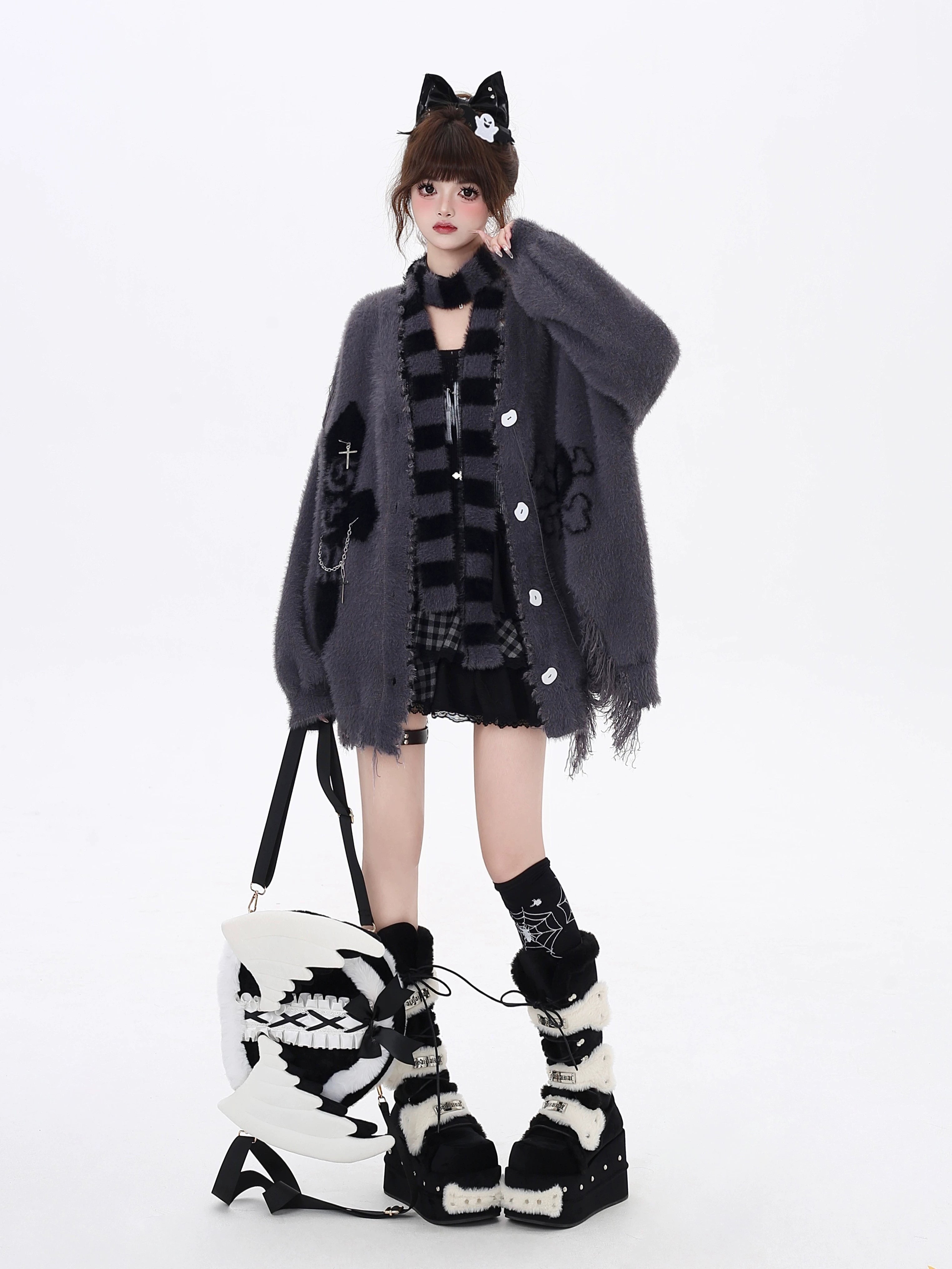 crazygirl [doomsday sea fog] original design subculture imitation mink fur niche cardigan sweater scarf scarf