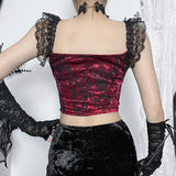 Goth Victorian Historical Lace Top Women's Corset Splicing Suspender