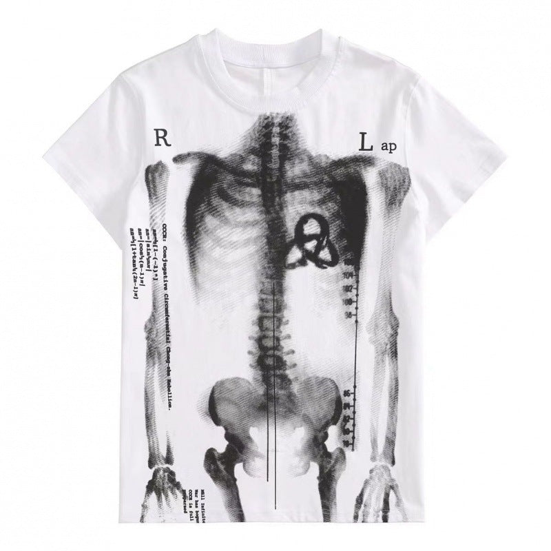 X-Ray Bone Print Punk Rock Short Sleeve T-shirt