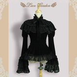 Historical LACE GARDEN Medieval Lolita French Court Black Velvet Sleeve Shawl