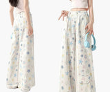 Flowers & Stars Wide-Leg Cargo Pants